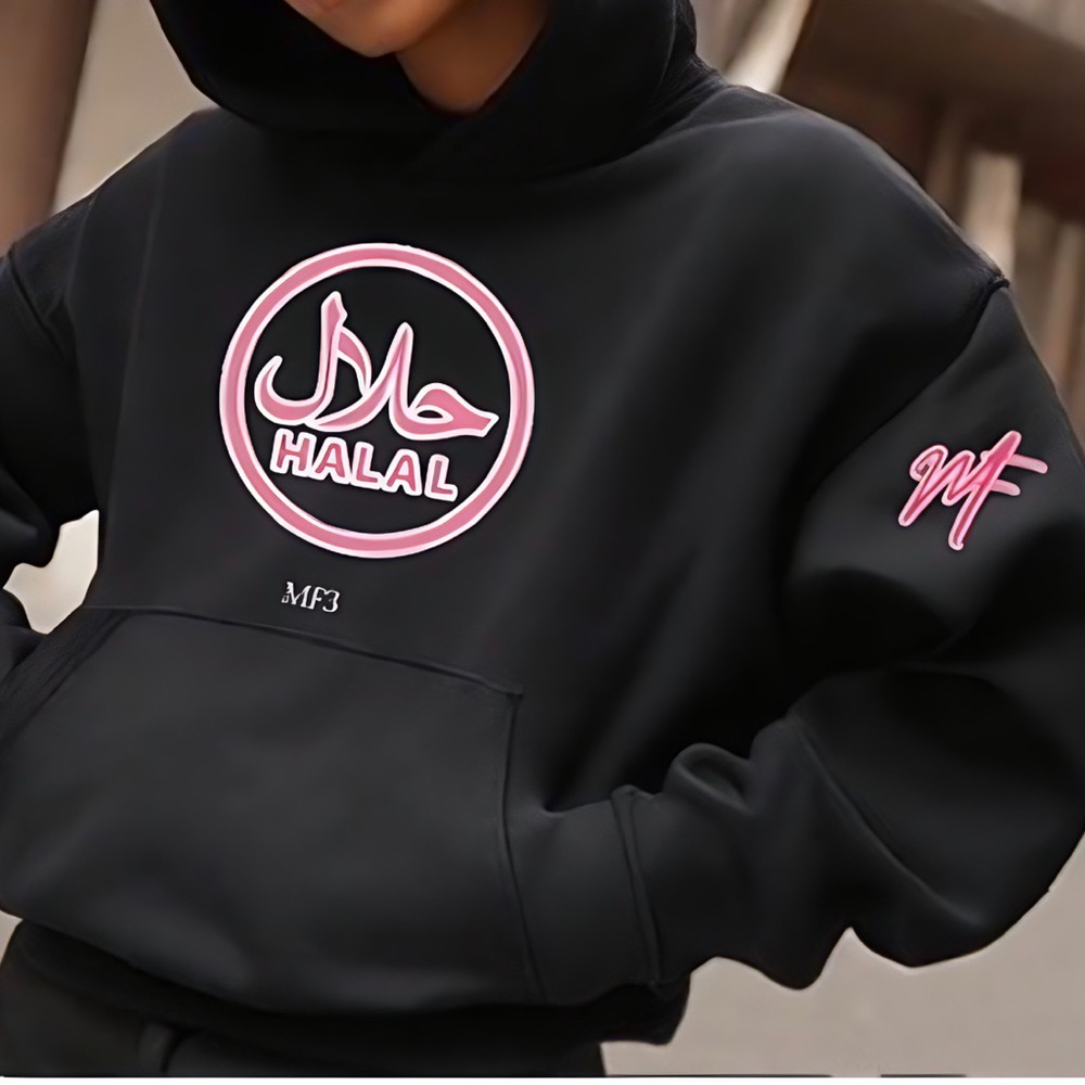 MF3 clothing black & pink halal hoodie